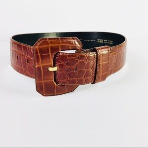 Wide crocodile Embossed Leather Small 2”
